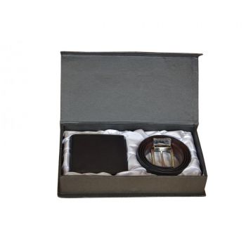 Black Leather Wallet  Leather Belt Gift Box for Men